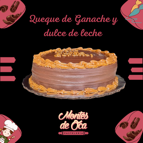 Queque decorado con ganache y dulce de leche